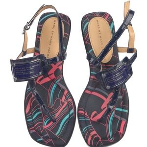 Marc by Marc Jacobs Navy and Pink Patterned Sandals